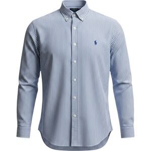 Polo Ralph Lauren Shirt Mens Classic Fit Striped Button Down Blue White 17 34/35
